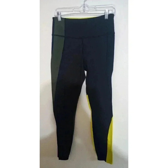 Athleta Asym ColorBlock Leggings‎ Black Gray Yellow Size Medium - Picture 3 of 8